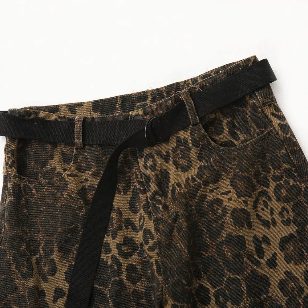 Leopard Print Straight-leg Jeans