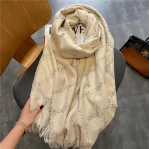 Letter Rhombus Plaid Cashmere Brown Scarf