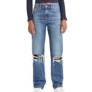 Levi’s Jeans Women’s Size 27 Low Pro Straight Distressed Medium Wash Blue Pants