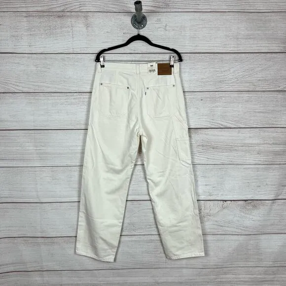 Levi's Women's Dad Utility Ivory Premium Mid Rise Straight Leg Jeans Size 28