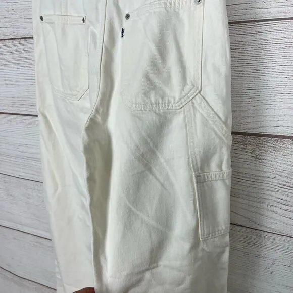 Levi's Women's Dad Utility Ivory Premium Mid Rise Straight Leg Jeans Size 28