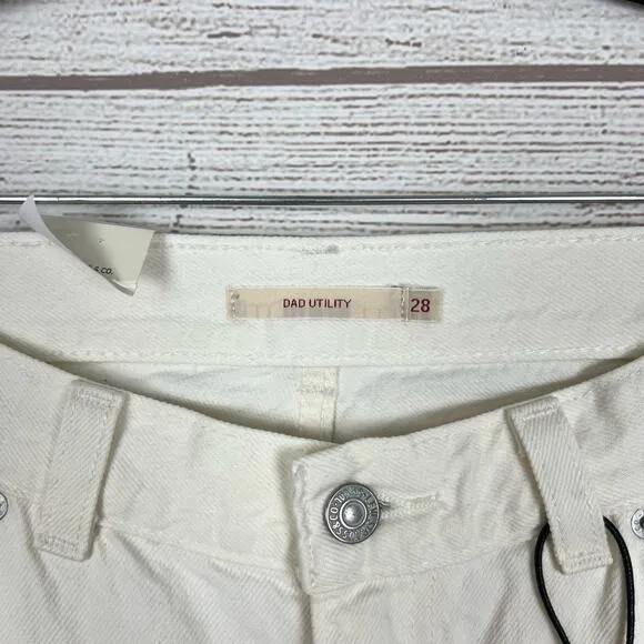Levi's Women's Dad Utility Ivory Premium Mid Rise Straight Leg Jeans Size 28