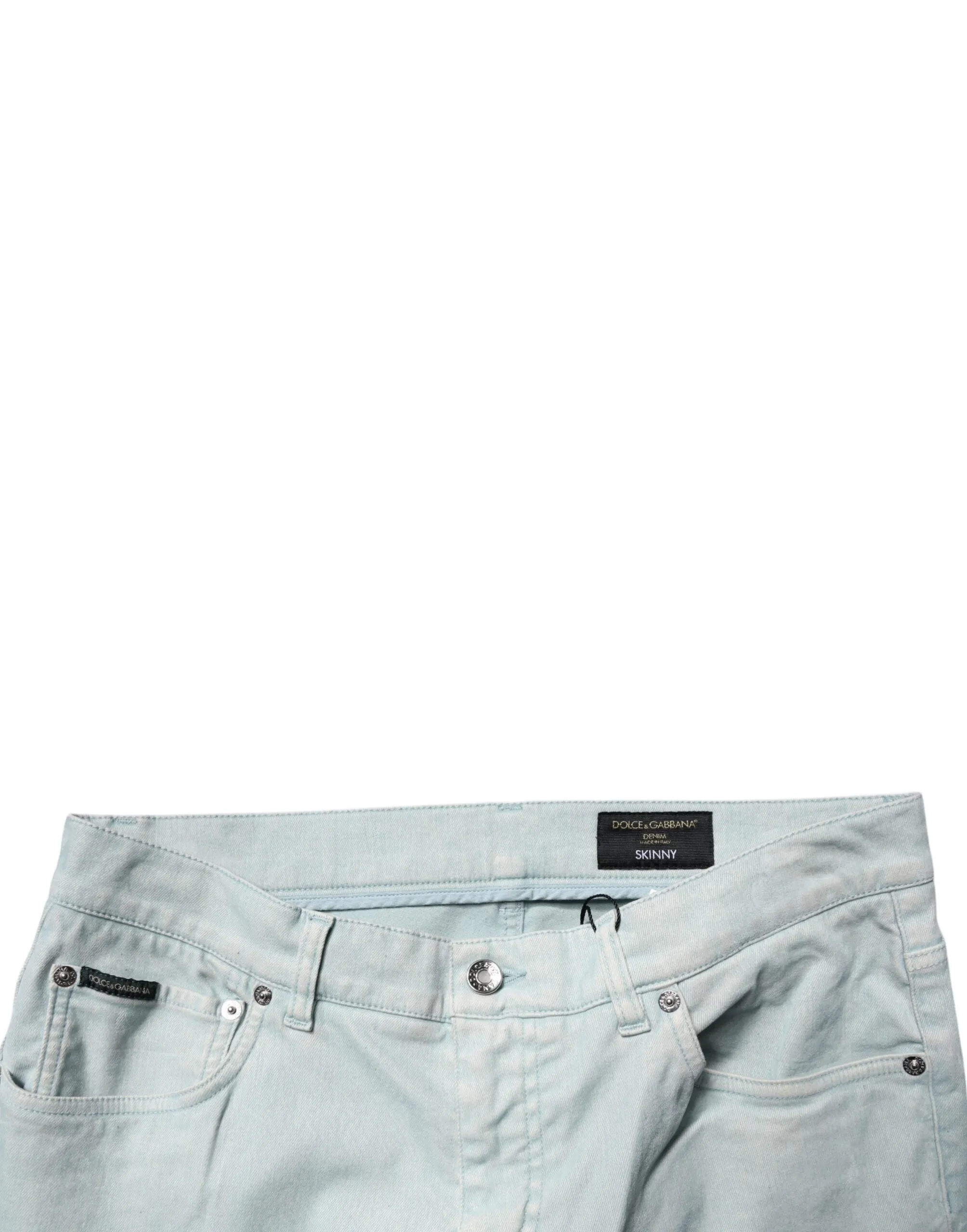 Light Blue Logo Plaque Skinny Men Denim Jeans