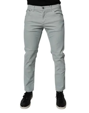 Light Blue Logo Plaque Skinny Men Denim Jeans