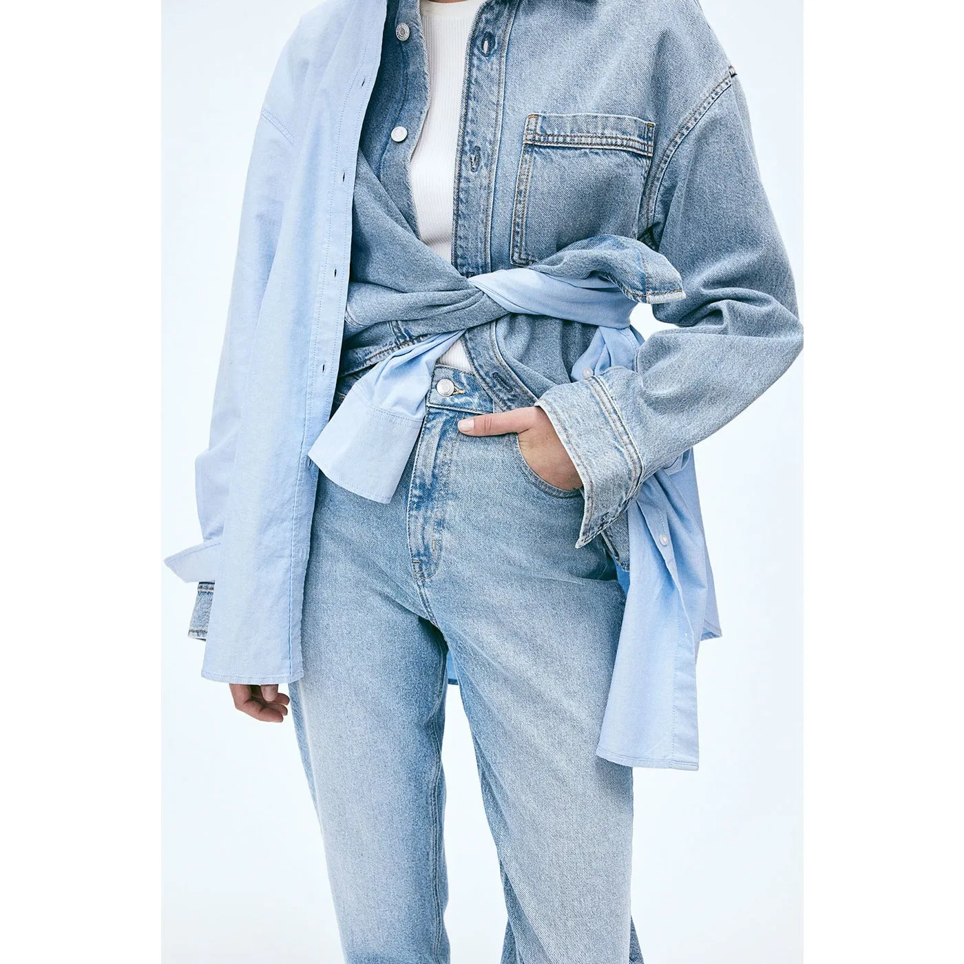 Light Blue Mom Ripped Jeans