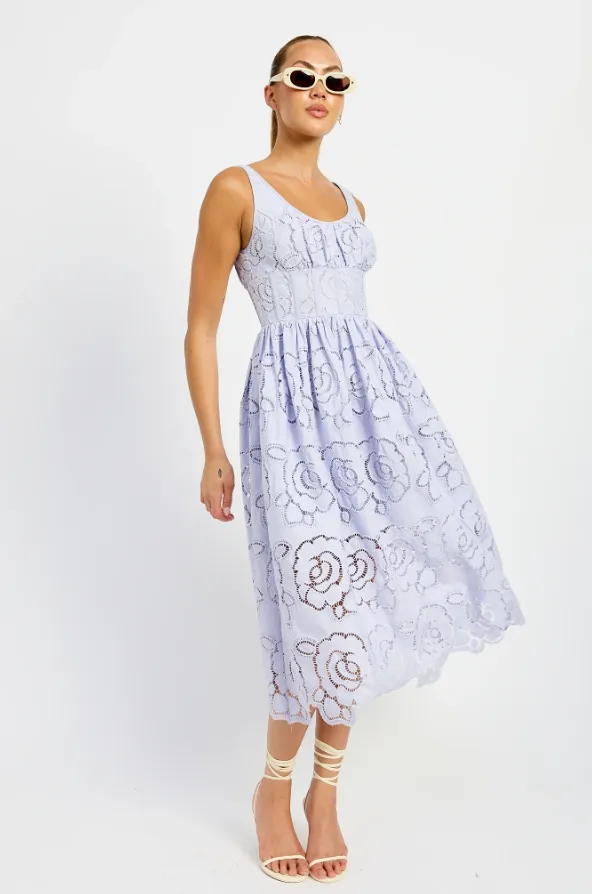 Lilac Bodice Eyelet Midi