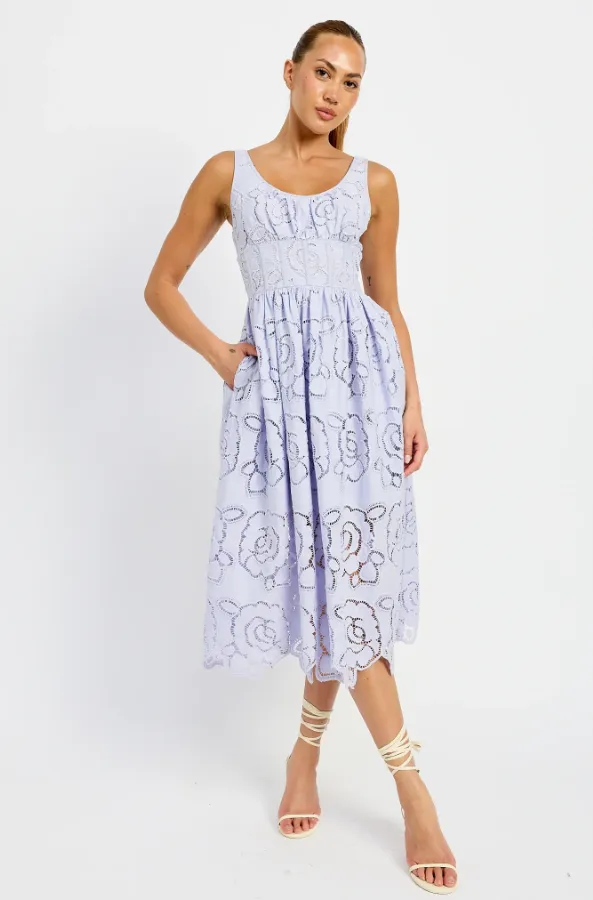 Lilac Bodice Eyelet Midi