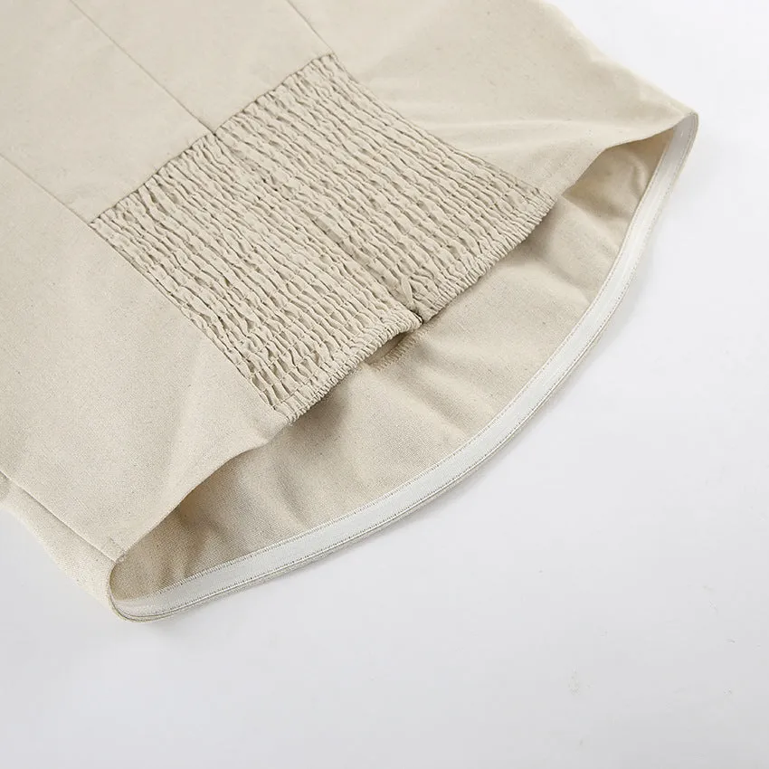 Linen A-Line Strapless Maxi Dress