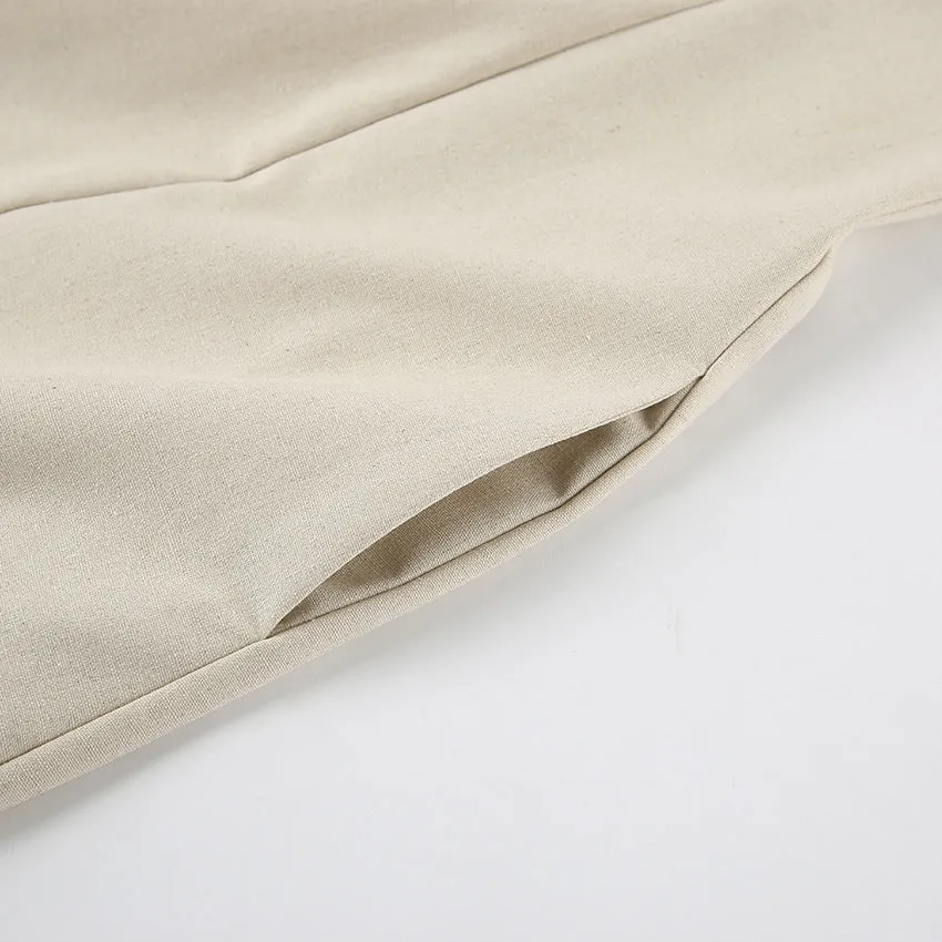 Linen A-Line Strapless Maxi Dress