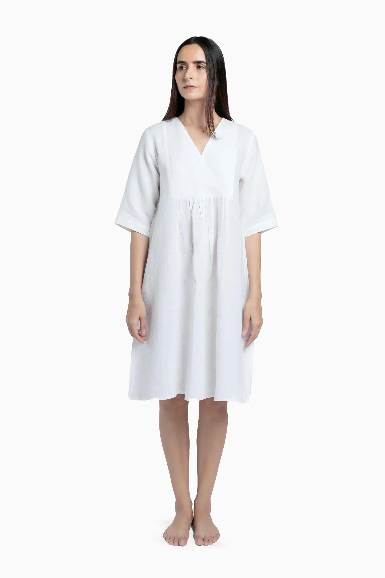 Linen Citrus Midi Dress-Sunburnt Yellow