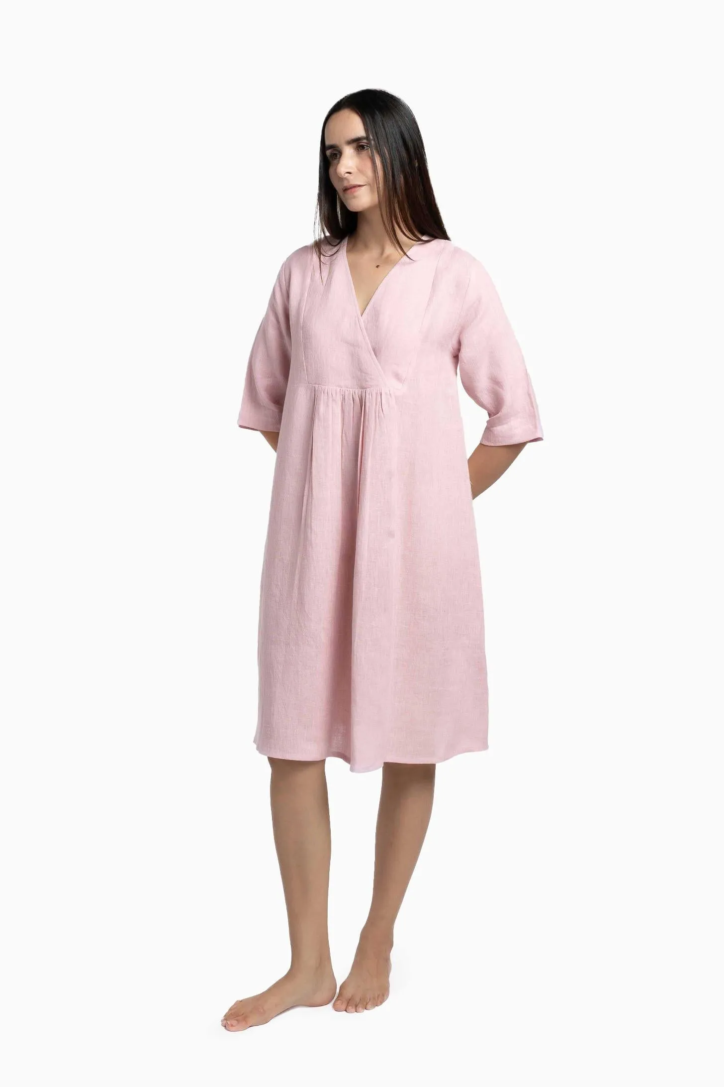 Linen Citrus Midi Dress-Sunburnt Yellow