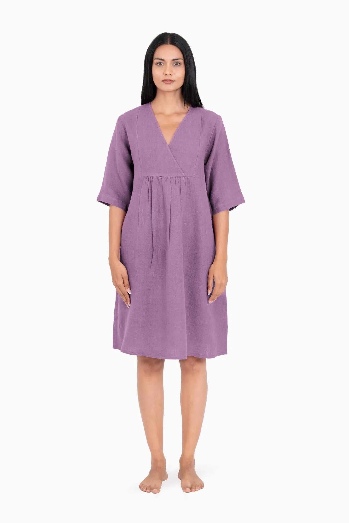 Linen Citrus Midi Dress-Sunburnt Yellow