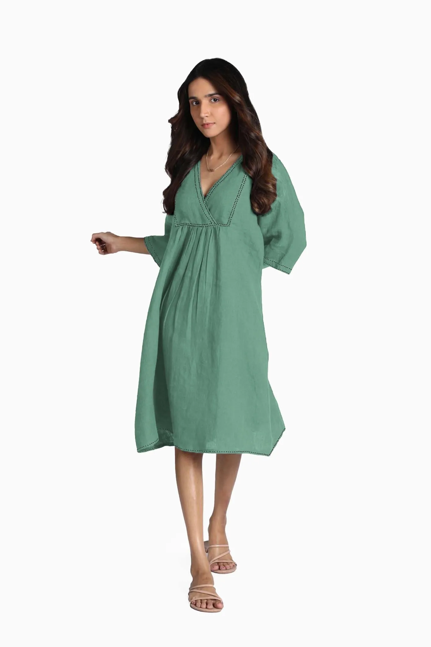 Linen Claire Midi Dress-Sunburnt Yellow