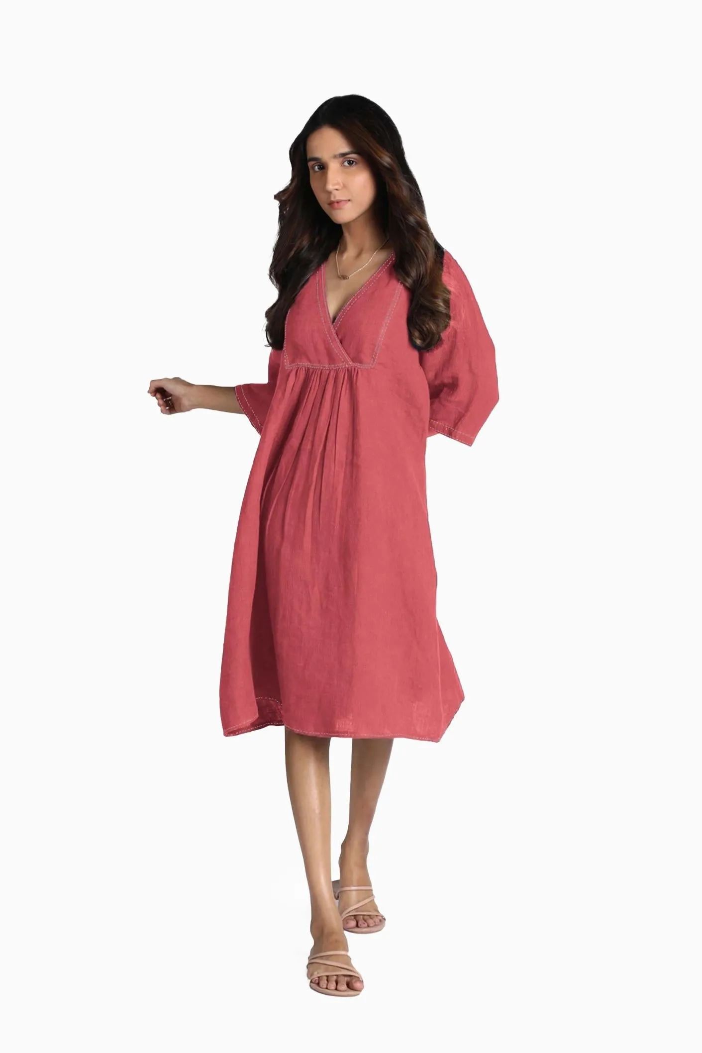 Linen Claire Midi Dress-Sunburnt Yellow