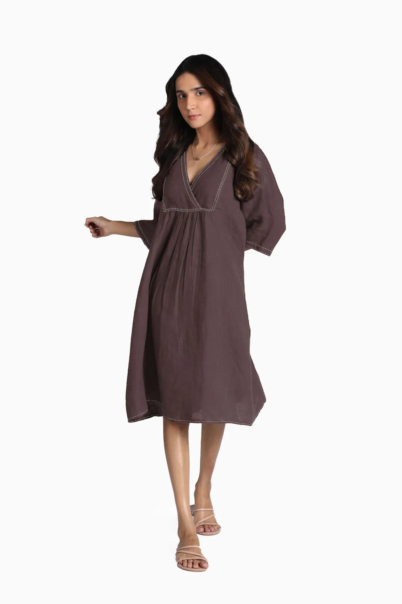 Linen Claire Midi Dress-Sunburnt Yellow
