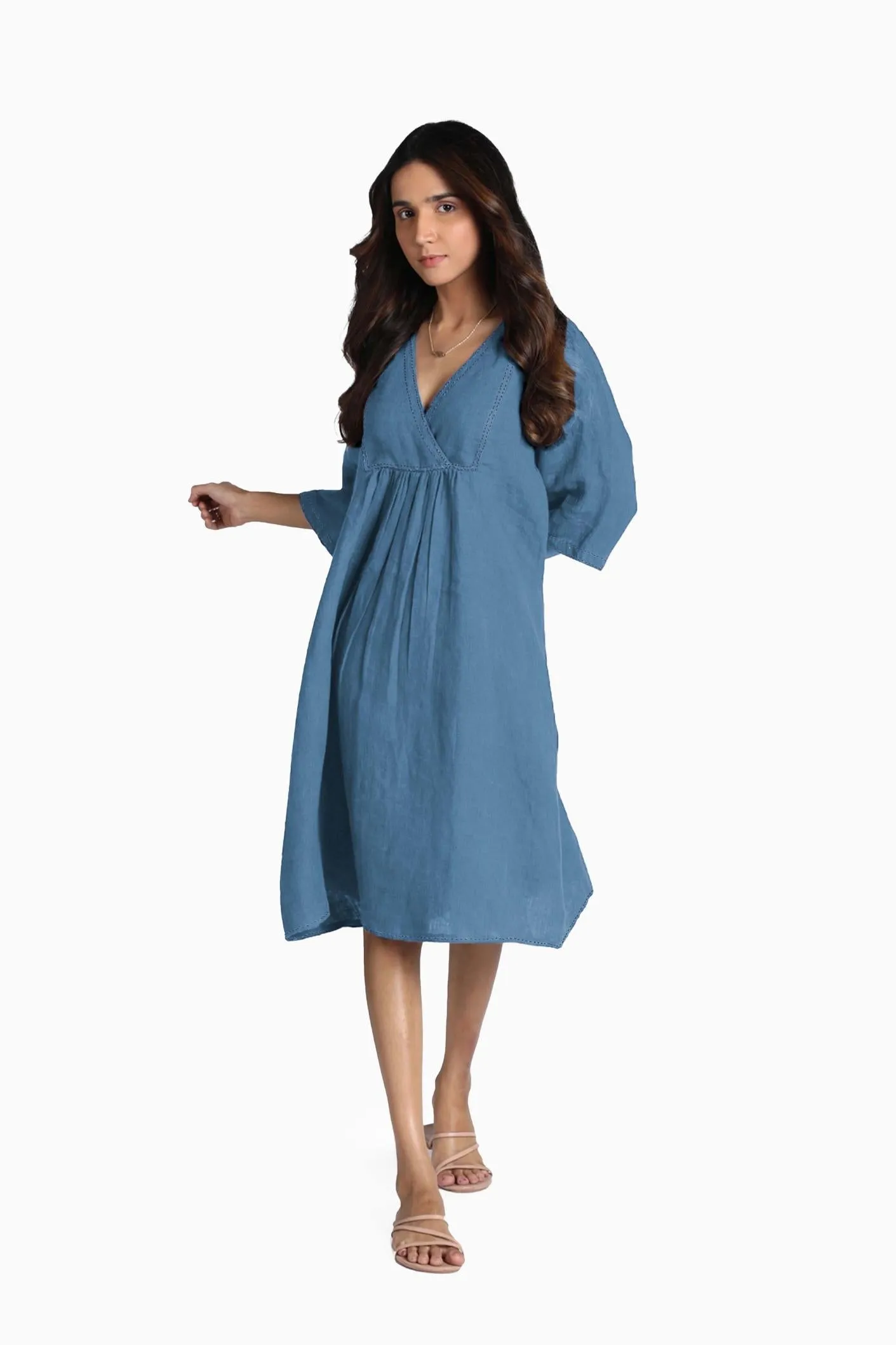 Linen Claire Midi Dress-Sunburnt Yellow