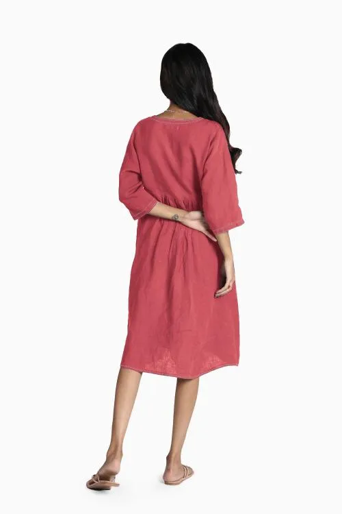 Linen Claire Midi Dress-Sunburnt Yellow