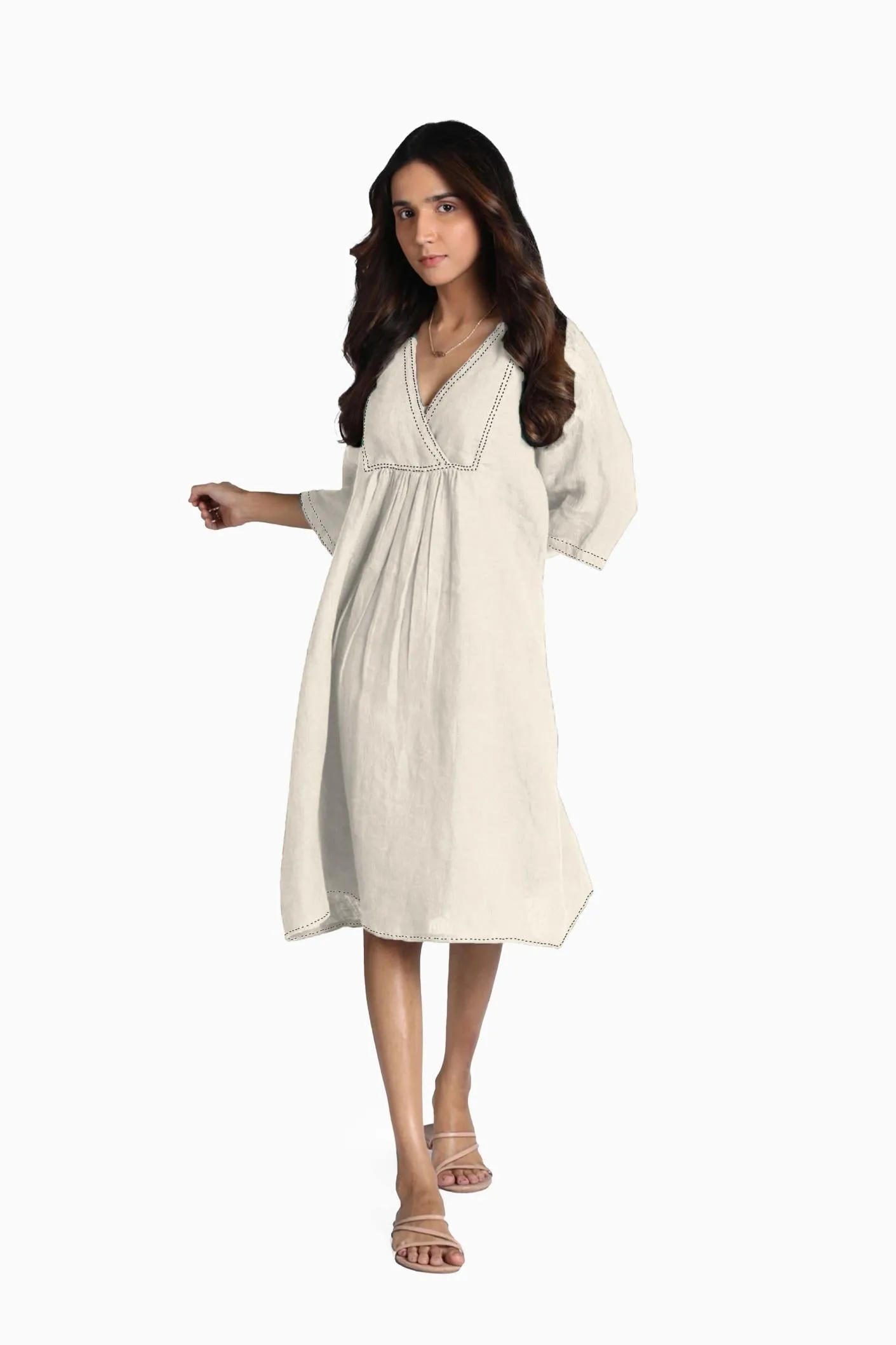 Linen Claire Midi Dress-Sunburnt Yellow
