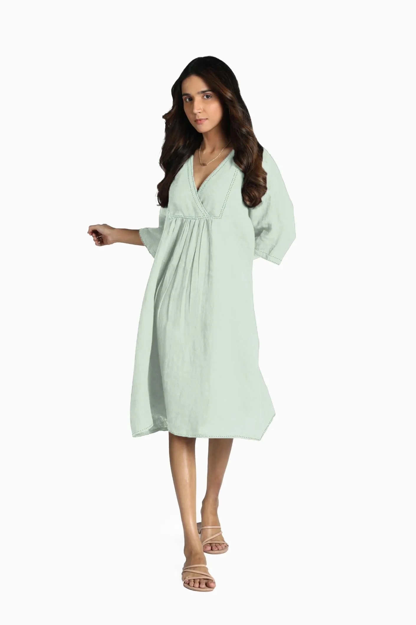 Linen Claire Midi Dress-Sunburnt Yellow