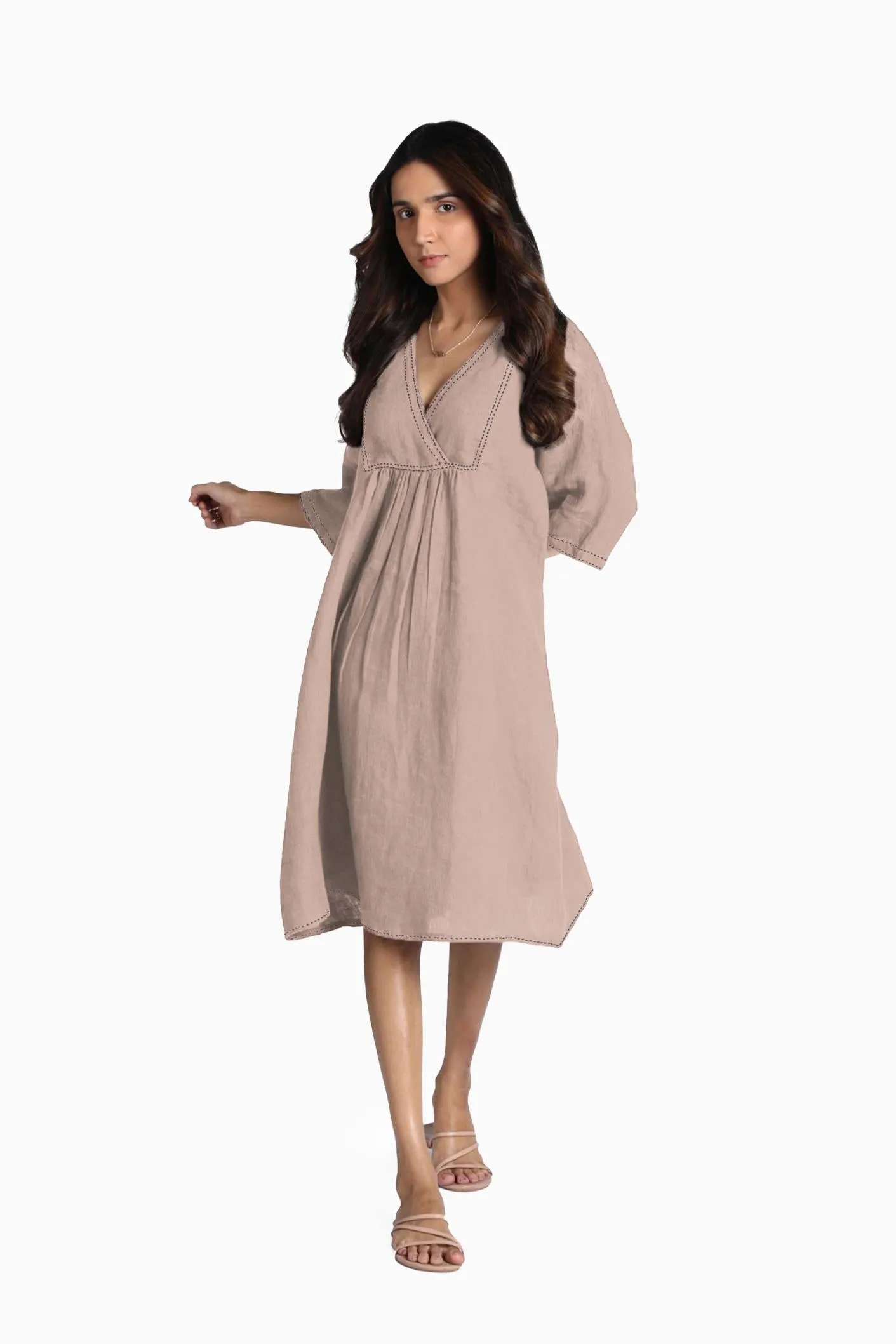 Linen Claire Midi Dress-Sunburnt Yellow