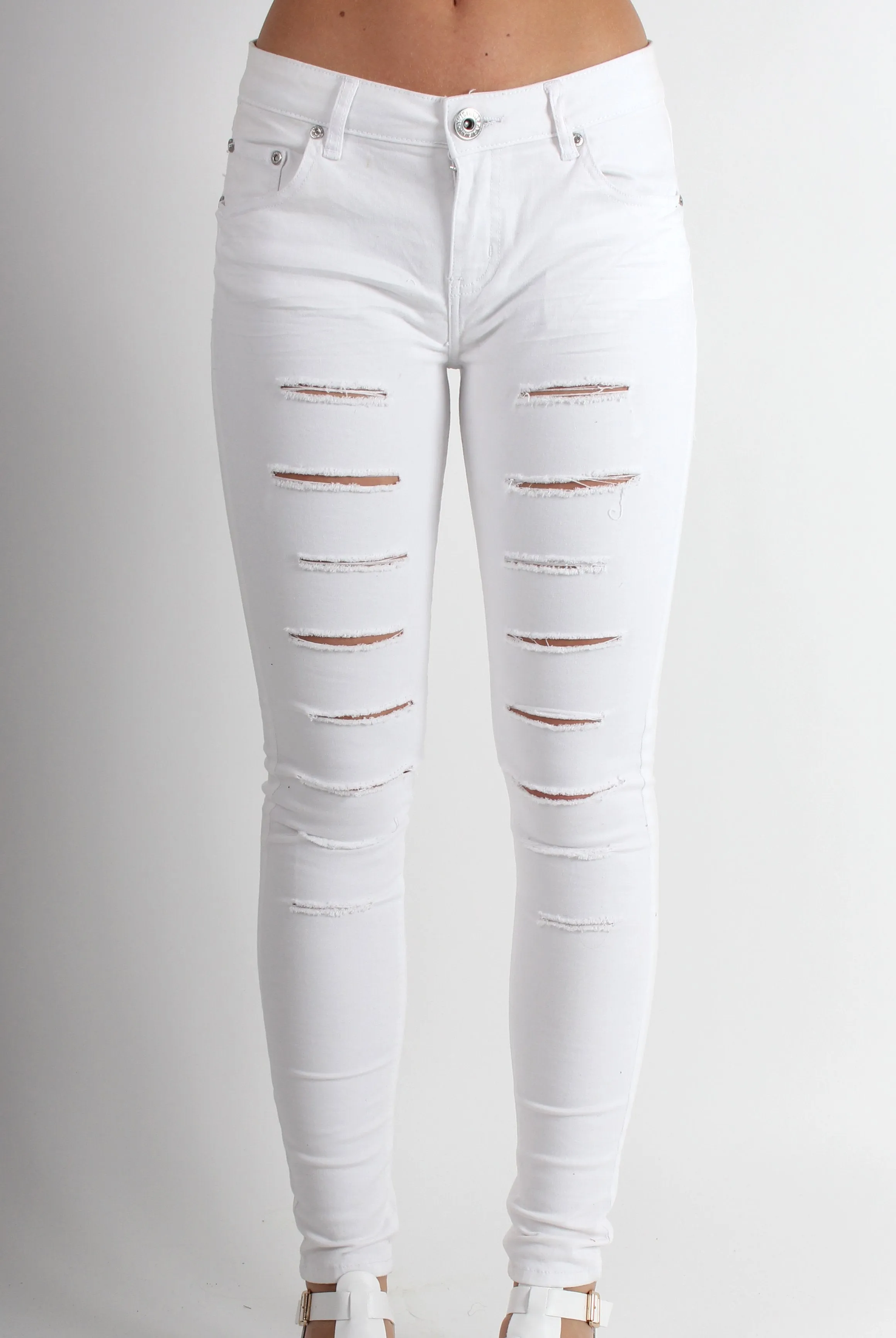 Lola White Ripped Skinny Jeans