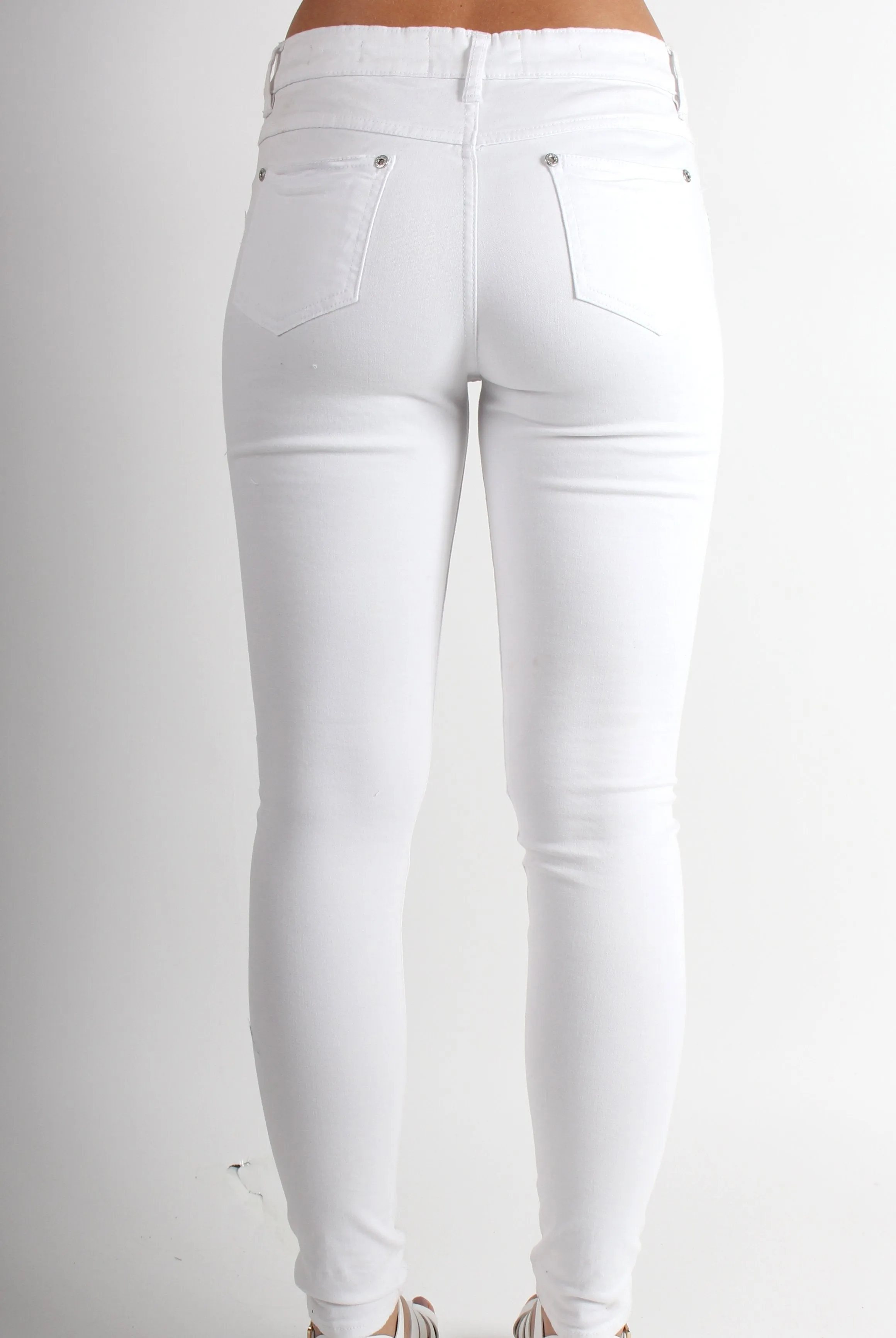 Lola White Ripped Skinny Jeans