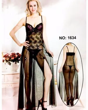 Long Net Nighty Sleeveless For Women - CPG-1634