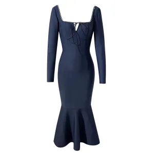 Long Sleeve Fishtail Midi Dress