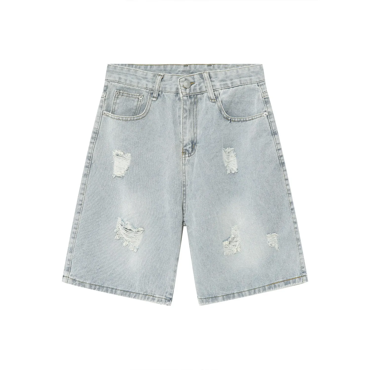 Loose hip hop ripped cropped denim shorts