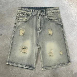 Loose hip hop ripped cropped denim shorts