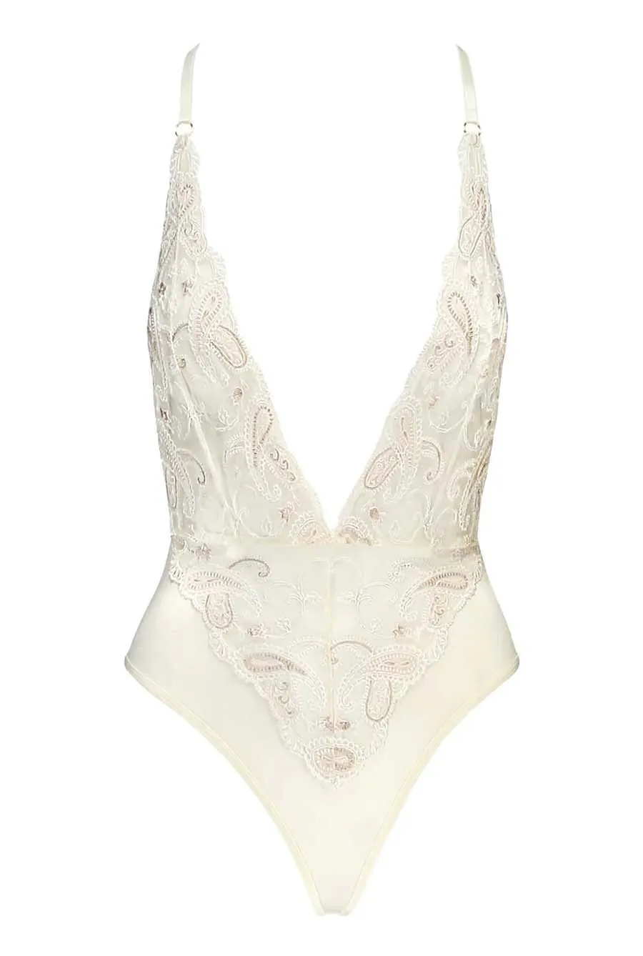 Luxury Ivory Shimmer Lace & Satin Bridal Teddy