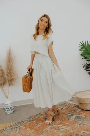 MABLE CROP TOP AND MIDI FLARE SKIRT SET ~ SAGE