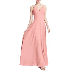 MACloth Women V Neck Maxi Wedding Party Bridesmaid Dresses Evening Gown
