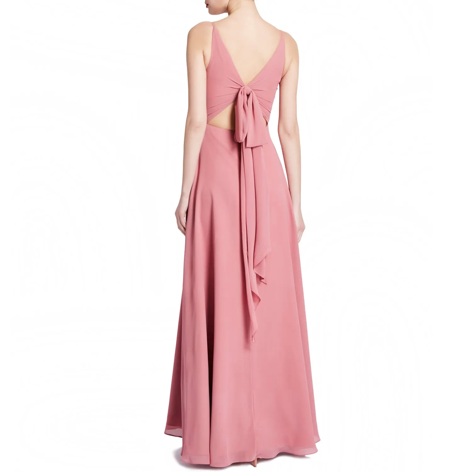 MACloth Women V Neck Maxi Wedding Party Bridesmaid Dresses Evening Gown
