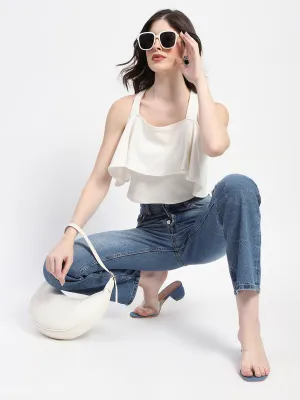 Madame Crushed Ripped Blue Straight Denim