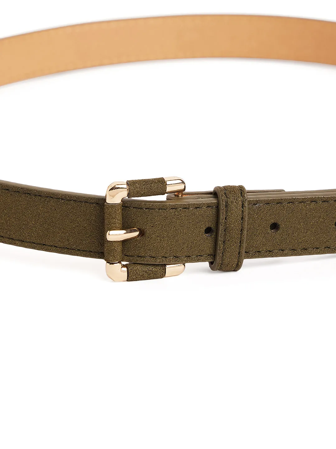 Madame Light Gold Buckle Olive Green Belt