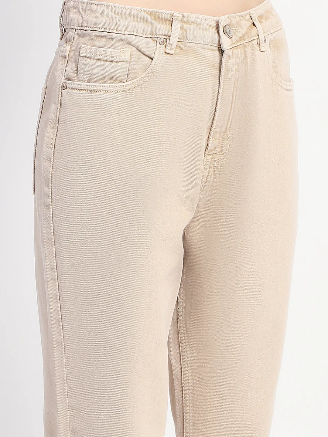 Madame Straight Fit Cotton Beige Denim