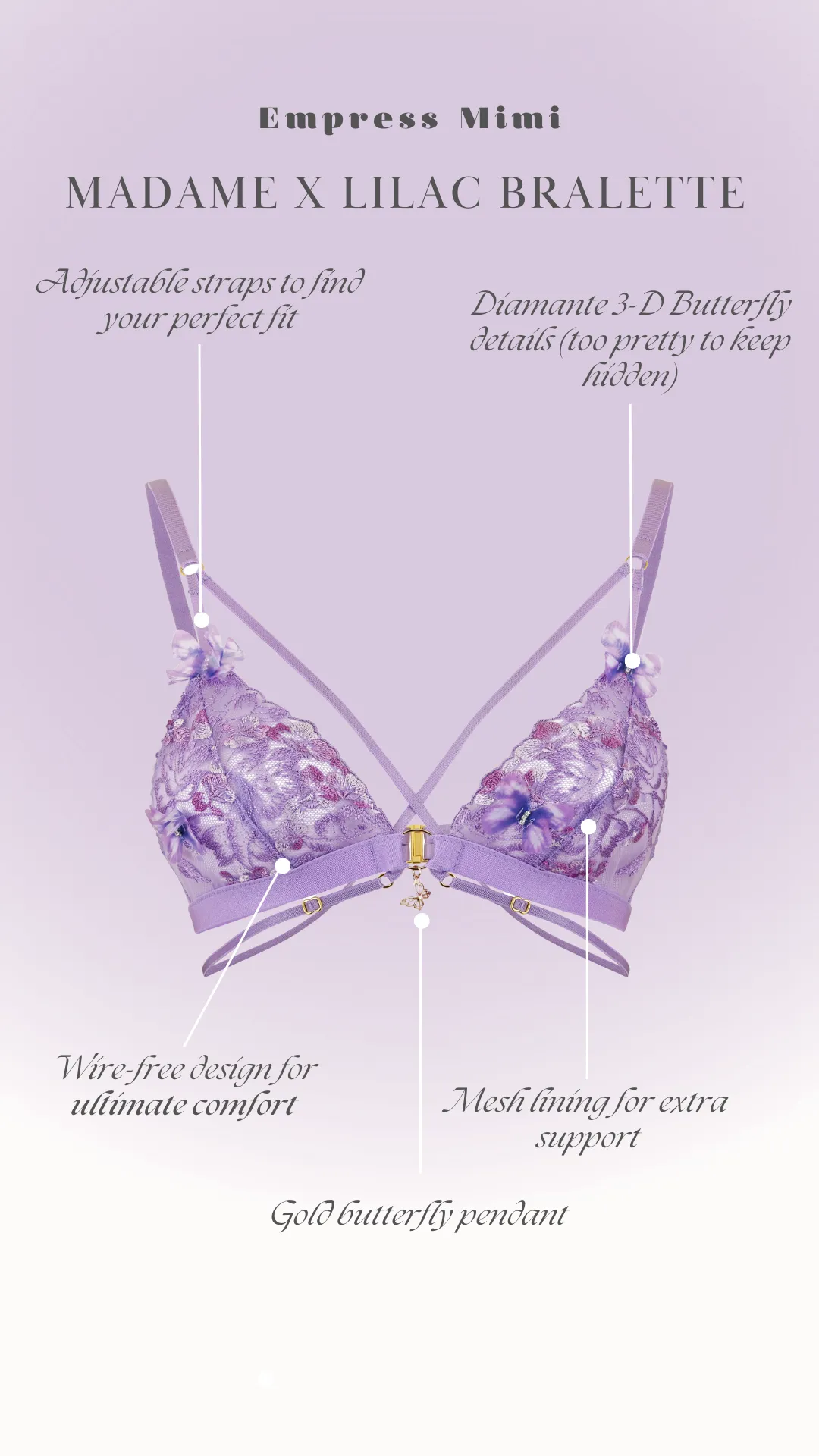 Madame X strappy bralette in Lilac