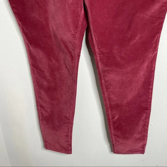 Madewell 10&quot; High-Rise Skinny Jeans Strech Velvet Burgundy Sz 36 P Plus Size NWT