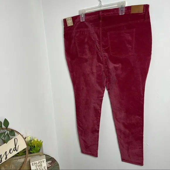Madewell 10&quot; High-Rise Skinny Jeans Strech Velvet Burgundy Sz 36 P Plus Size NWT