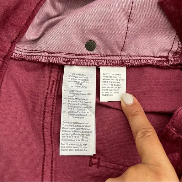 Madewell 10&quot; High-Rise Skinny Jeans Strech Velvet Burgundy Sz 36 P Plus Size NWT