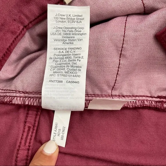 Madewell 10&quot; High-Rise Skinny Jeans Strech Velvet Burgundy Sz 36 P Plus Size NWT