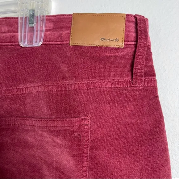 Madewell 10&quot; High-Rise Skinny Jeans Strech Velvet Burgundy Sz 36 P Plus Size NWT