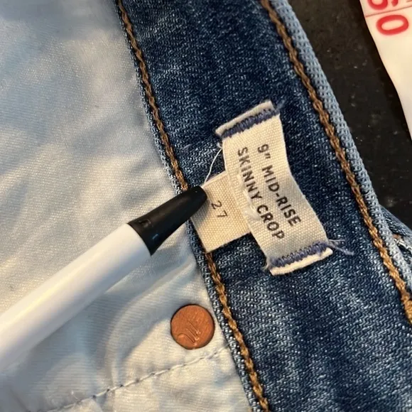 Madewell 9” Mid Rise Skinny Crop Jeans Dewey Light Wash SZ 27