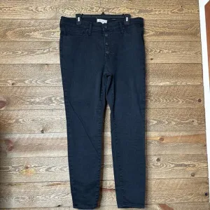 Madewell 9&quot; Mid-Rise Skinny Jeans Black Denim Size 32 button fly