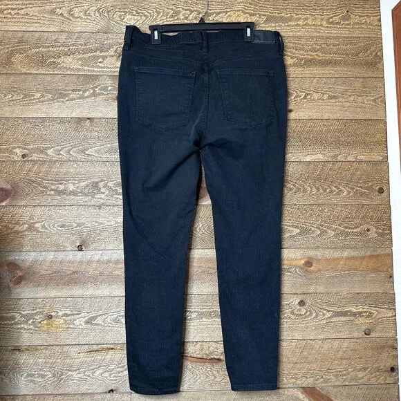 Madewell 9&quot; Mid-Rise Skinny Jeans Black Denim Size 32 button fly