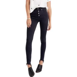 Madewell 9&quot; Mid-Rise Skinny Jeans in Berkeley Black: Button-Through Edition 26‎