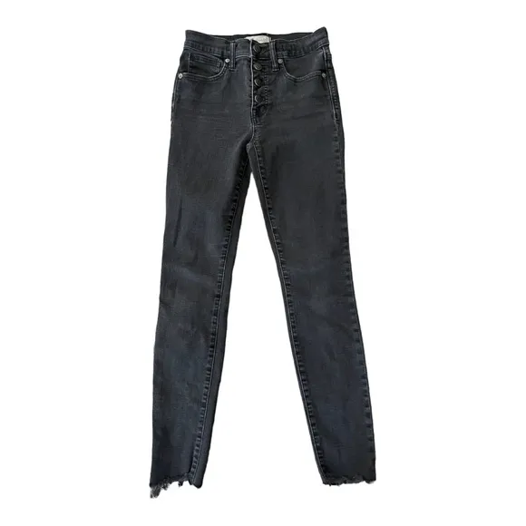 Madewell 9&quot; Mid-Rise Skinny Jeans in Berkeley Black: Button-Through Edition 26‎