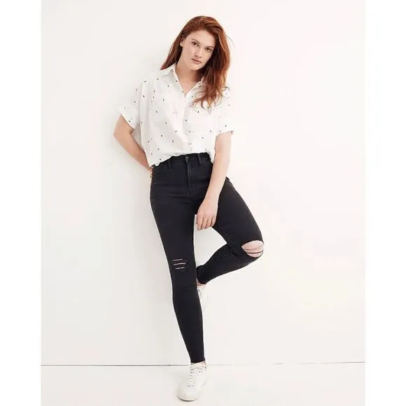 Madewell 9&quot; Mid-Rise Skinny Jeans in Black Sea
