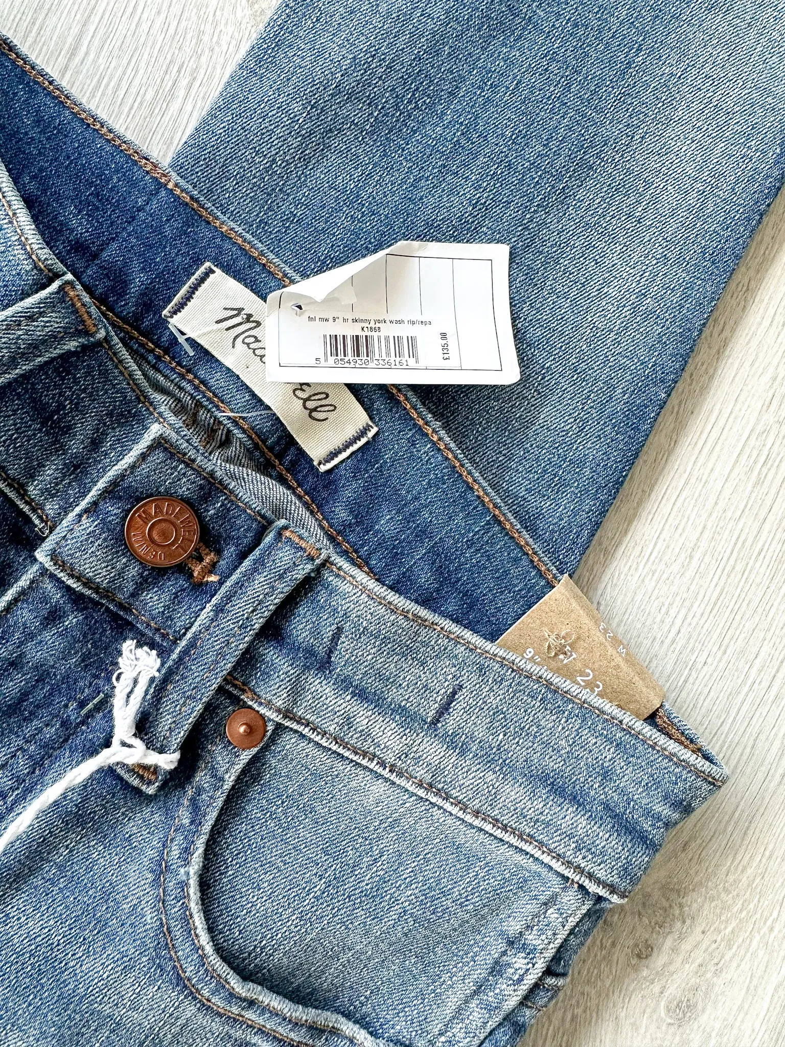 Madewell 9" Mid-Rise Rip and Repair Denim Skinny Jeans